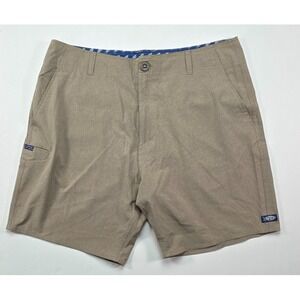 AFTCO Fishing Shorts Men's 34 Aftech Beige Tan Boardshorts